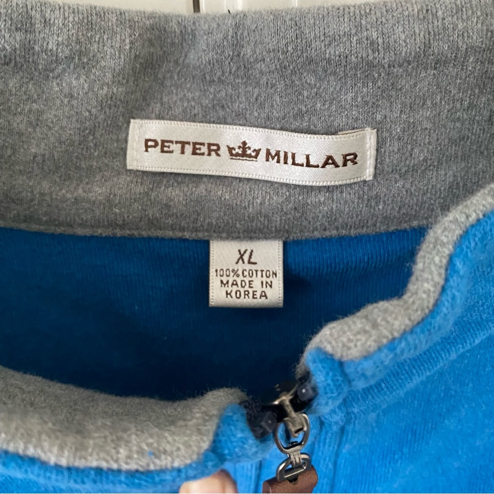 Peter Millar Sweater Mens XL Blue Long Sleeve Mock Neck Adult  1/4 Zip Pullover - Picture 3 of 4